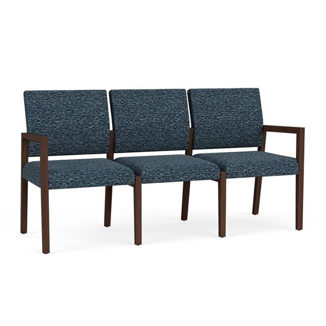 Pemberly Row Waiting Reception 3 Seat Tandem Seating No Center Arms in Blue