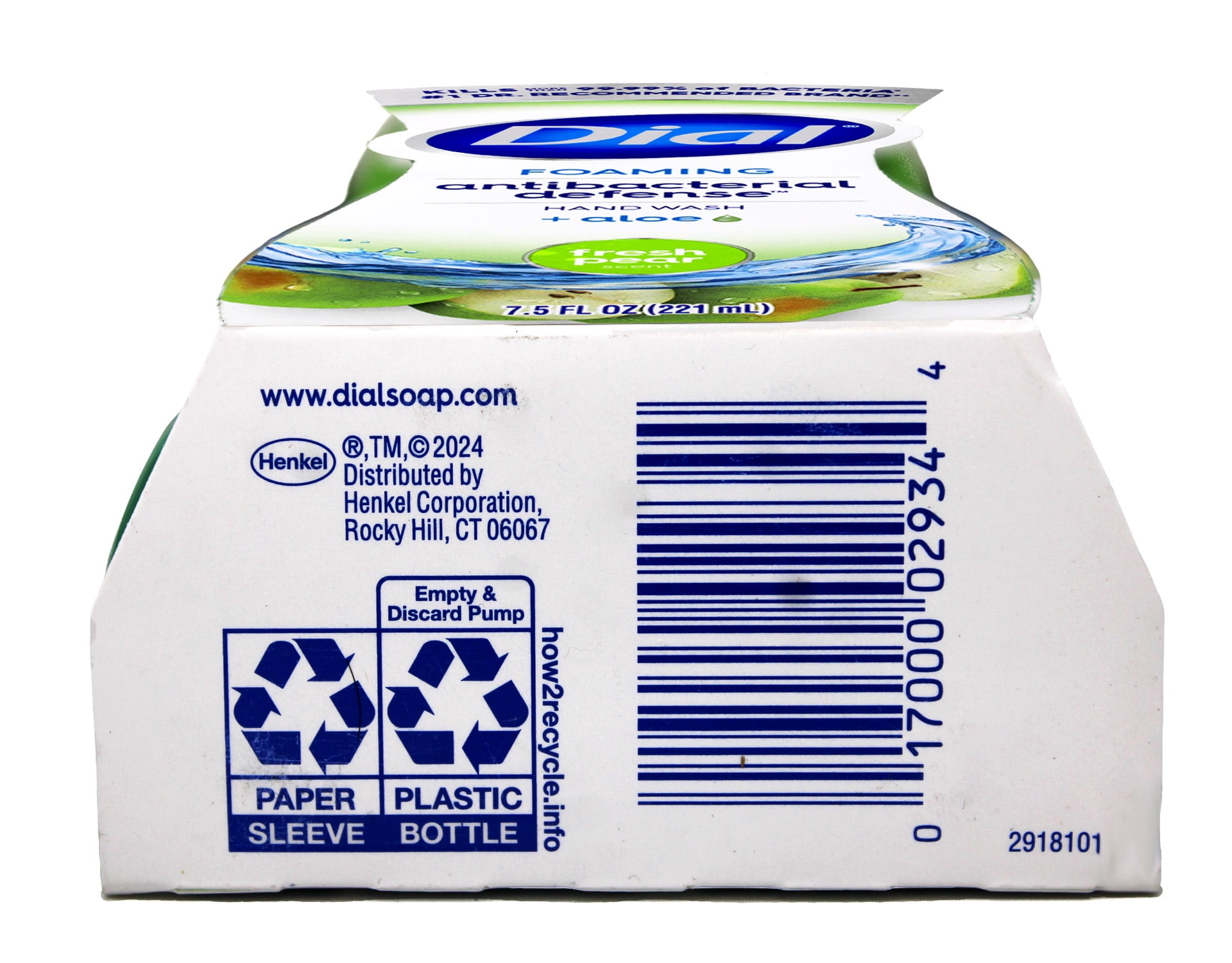 Dial Antibacterial Foaming Hand Soap, Fresh Pear, 7.5 fl oz, 4 Count