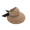 thumbnail image 2 of Cheers.US Women Summer Sun Visor UV Protective Anti Ultraviolet Bowknot Wide Brim Foldable Packable Straw Hat Cap for Beach Outdoor, 2 of 7