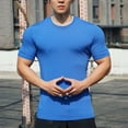 thumbnail image 4 of ShomPort Mens Short Sleeve Tight Tops Solid Color Round Neck Shirts Gym Athletic T Shirt, 4 of 7