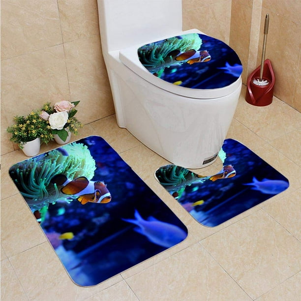 Chaplle Nemo In Aquarium 3 Piece Bathroom Rugs Set Bath Rug Contour Mat And Toilet Lid Cover Walmart Com Walmart Com