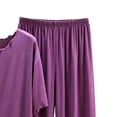 thumbnail image 4 of Xdegoge Women'S Lounge Sets 2 Piece Outfits Short Sleeve Tops and Wide Leg Pants Sleepwear with Lettuce Trim Casual Soft Pajamas Nightwear Pjs Set, 4 of 5
