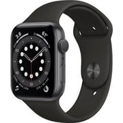 Restored Apple Watch Gen 6 Series 6 44mm Space Gray Aluminum - Black Sport Band M00H3VC/A (Refurbished)