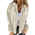 thumbnail image 3 of Miluxas Zip up Hoodies for Women Long Sleeve Loose Hooded Coat Casual Loose Fit Warm Outerwear Fall Winter Jackets Beige M(M), 3 of 7