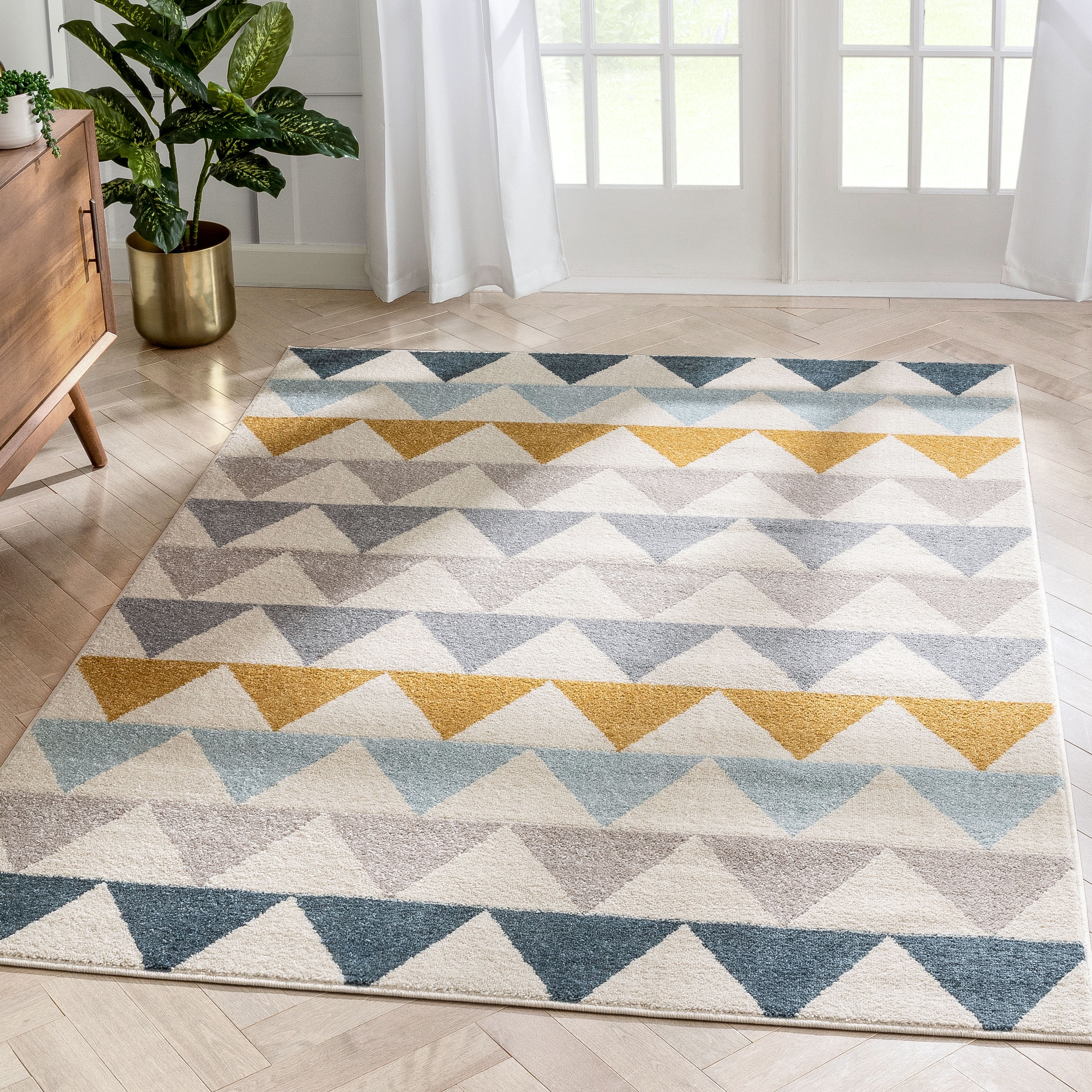 Well Woven Mystic Nova Contemporary Geometric Ivory 7'10" x 9'10" Area Rug