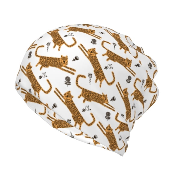 Rateoe Leopard Print Cotton Slouchy Beanie Hat for Men/Women,Lightweight Oversize Large Thin Skull Cap Night Sleeping Cap