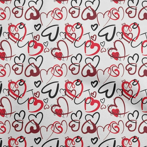 oneOone Rayon Red Fabric Valentine Heart Fabric For Sewing Printed Craft Fabric By The Yard 56 Inch Wide