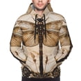 thumbnail image 2 of Bingfone Vintage Dragonfly Artwork Men's Drawstring Hoodie Long Sleeve Pocket Sweatshirts-Small, 2 of 6