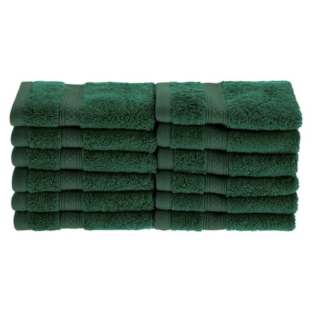 Rayon from Bamboo 650 GSM 12-Piece Face Towel Set Hunter Green