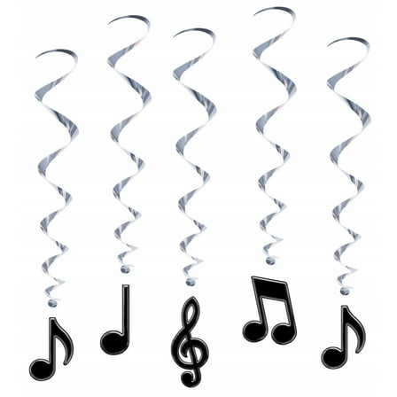 Beistle 3' Musical Note Whirls Black 15/Pack 57623