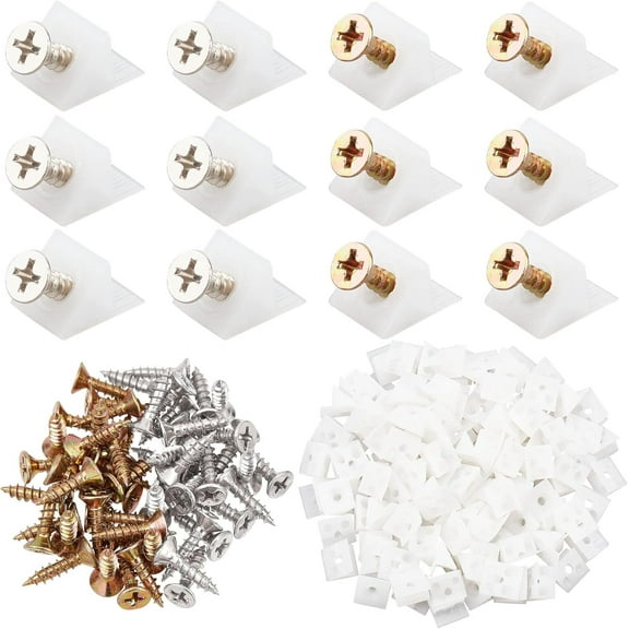 110 Sets Furniture Chest Drawer Kit Dresser Bottom Repair Fixing Mending Wedges Bracket Pallet Furniture Support Brackets 90 Degree Drawer Plastic with Screws (White) for DIY