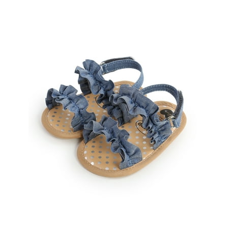 

0-18M Baby Girl Shoes Sandals Premium Soft Rubber Sole Anti-Slip Flower Lace Crib First Walker Shoes