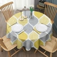 thumbnail image 3 of Yellow and Gray Geometric Quatrefoil Pattern Round Tablecloth 60"x60",Wrinkle Wipeable Table Cloth for Kitchen Dining Room Picnic Patio Party, 3 of 6