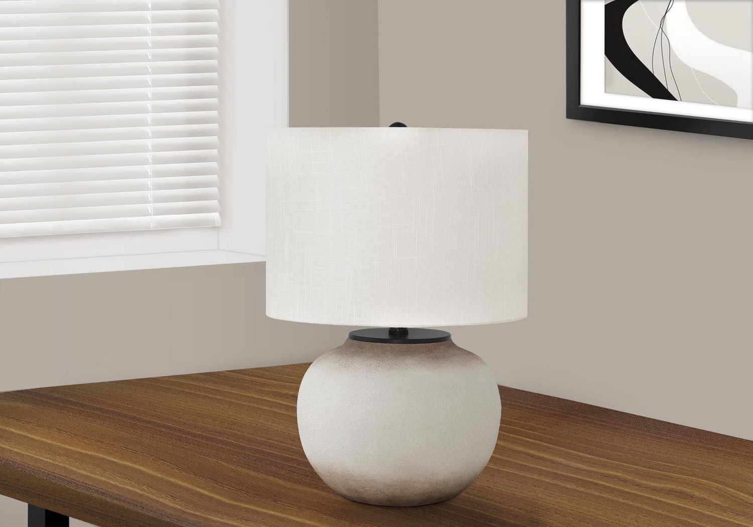 Monarch Specialties Lighting, 21"h, Table Lamp, Cream Ceramic, Ivory / Cream Shade, Modern