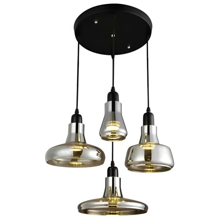 

FINE MAKER Modern Cluster Pendant Light Smoky Gray Glass Ceiling Light Irregular 4 Light Hanging Chandelier for Dining Room Kitchen Indoor 14 Black Metal Finish