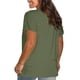thumbnail image 3 of Blusas Umfun para mujer, cuello redondo liso, manga corta, blusa informal versátil, verde militar, talla 2XL, 3 of 4