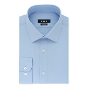 DKNY Mens Blue Check Collared Slim Fit Dress Shirt M 15.5- 32/33