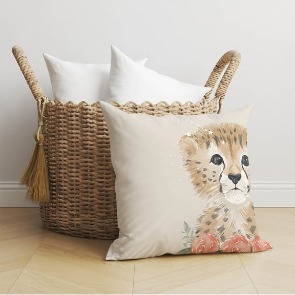 Lil Leopard Ivory Throw Pillow
