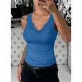 thumbnail image 5 of Vafful Women Tank Tops V Neck Summer Slim Slim Stretch Workout Sleeveless Tops Ribbed Racerback Blouses Blue X-Large, 5 of 7