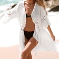 thumbnail image 5 of KIHOUT Women's Black Sheer Swimsuit Cover Up | Lace Cutout Waist Tie Kimono Beach Dress for Vacation & Casual Wear, 5 of 9