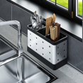thumbnail image 4 of CNKOO Tableware Rack Punch Free Wall Mounted Stainless Steel Kitchen Tableware Cooking Utensil Storage Holder for Home, 4 of 8