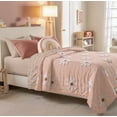 thumbnail image 3 of Vianney Florencia Queen Size Reversible Duvet Blanket Set – Tan and Peach with Charming Daisy Design, 3 of 4