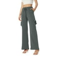 thumbnail image 2 of Flare Yoga Pants for Women Cargo Style High Waisted Stretchy Casual Gym Lounge Pants Dark Gray L, 2 of 5