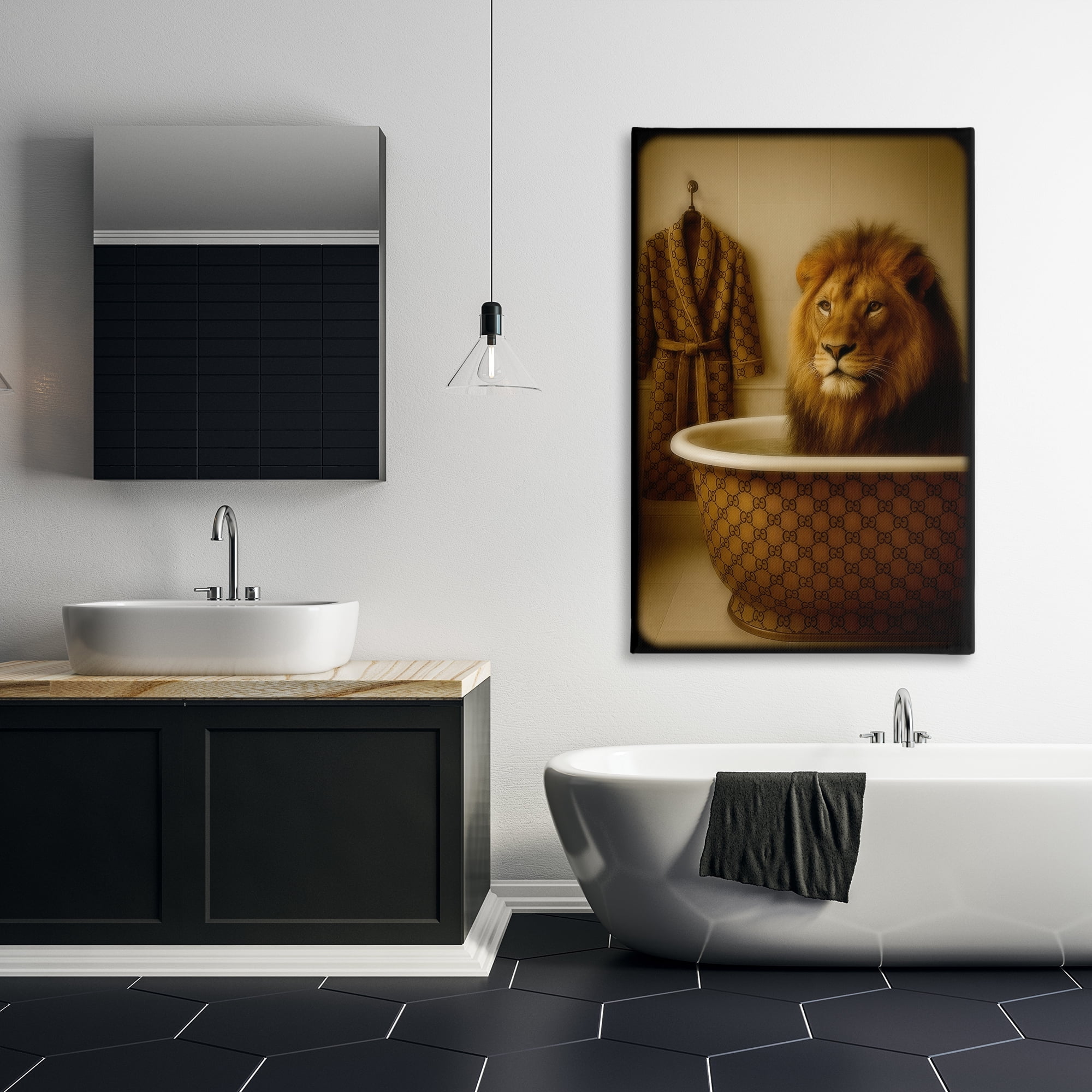 Stupell Industries Couture Lion in Luxury Tub Canvas Wall Art, design by Grotto Studios