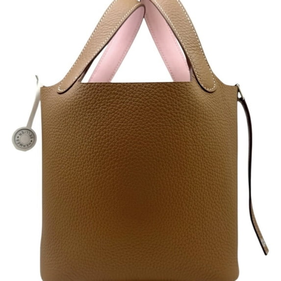 Pre-Owned HERMES Picotin Lock PM Eclat Gold Rose Sakura Taurillon Clemence Handbag for Men and...