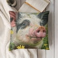 thumbnail image 3 of SHANXI Square Throw Pillow Covers Cute Piggy in Yellow Flower Field Pillow Cases Decorative 24x24in, 3 of 5
