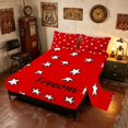 thumbnail image 2 of Manfei CartooN Stars Queen Sheets, Doodle Freedom Print Queen Sheet Sets, Red White, Reversible 4pcs (1 Flat Sheet, 1 Fitted Sheet and 2 Pillowcases), 2 of 6