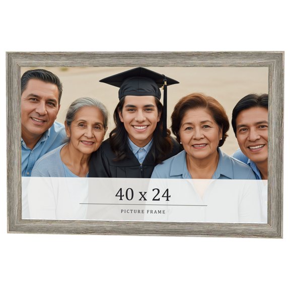 40x24 Frame Grey Solid Wood Picture Frame Width 1 Inches | Interior Frame Depth 0.5 Inches |