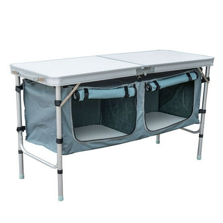 Base Camp Storage - Outsunny 48in. Aluminum Folding Storage Organizer Camp Table with Carrying Handle