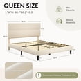 thumbnail image 3 of Exnote Queen Size Upholstered Platform Bed Frame with Adjustable Double-Cushion Headboard, No Box Spring Needed, Heavy Duty Wood Slats Support, Beige, 3 of 9