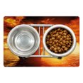 thumbnail image 1 of Pirate Ship Pet Mat for Food and Water, Pirate Ship Sailing on the Ocean at Sunset in Full Sail Print, Non-Slip Rubber Mat for Dogs and Cats, 18" X 12", by Ambesonne, 1 of 2