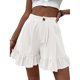 thumbnail image 3 of Txlixc Pantalones cortos casuales de verano para mujer, pantalones de pierna ancha de cintura alta de color sólido con dobladillo con volantes, S/ M/ L/ XL/ XXL Txlixc Estilo de ocio, 3 of 4