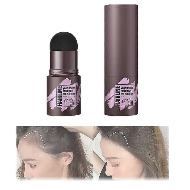 Polvos para la línea del cabello y corrector de raíces en barra, resistente al agua, de larga duración, 3 en 1, gris y negro.