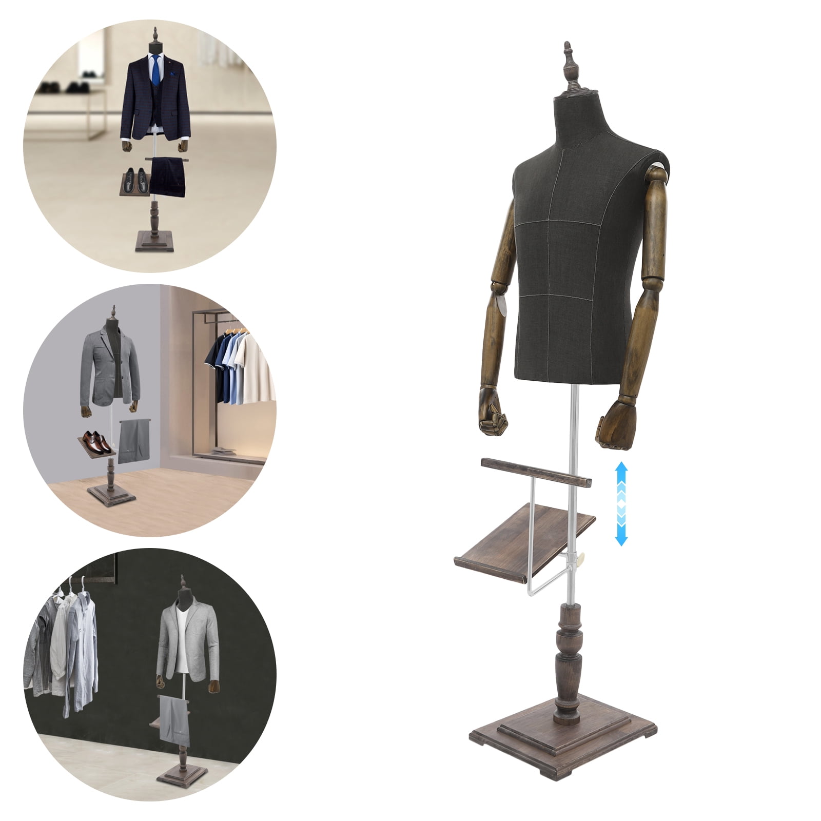 Adjustable Height Male Dress Form 4.4-5.9ft Full Body Mannequin Professional Tailor Display Form for Clothing Stores