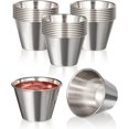 thumbnail image 1 of Fit Préparation de Repas [24 Pack 2.5 oz Tasses à Sauce en Acier Inoxydable, Ramequins en Métal Réutilisables, Bols à Condiments de Qualité Commerciale, Tasses à Portions Individuelles, Petite Tasse Ronde au Jus pour Maison, Restaurant, 1 of 7