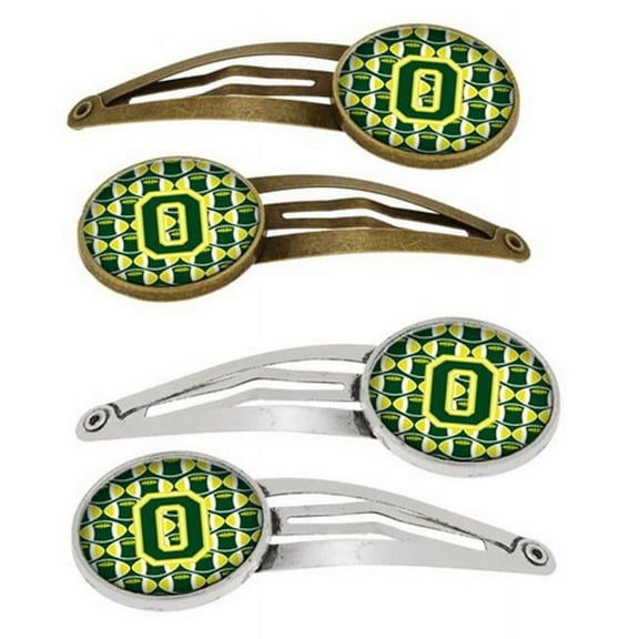 Carolines Treasures CJ1075-DHCS4 Letter D Football Green & Yellow Barrettes Hair Clips, Set of 4