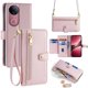 thumbnail image 1 of For vivo V50 5G Leather Case Zipper Pocket Wallet Phone Cover with 2 Straps - Grey, 1 of 5