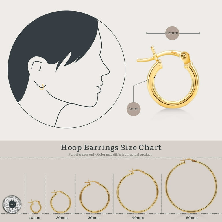 Hoop Earrings 2mm x 12mm 14k Yellow Gold-plated Sterling Silver Hoop Earrings 2mm x 12mm 14k Yellow Gold-plated Sterling Silver