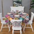 thumbnail image 2 of Multicolor Ethnic Geometric Patchwork Pattern Round Tablecloth 60"x60",Wrinkle Wipeable Table Cloth for Kitchen Dining Room Picnic Patio Party, 2 of 6