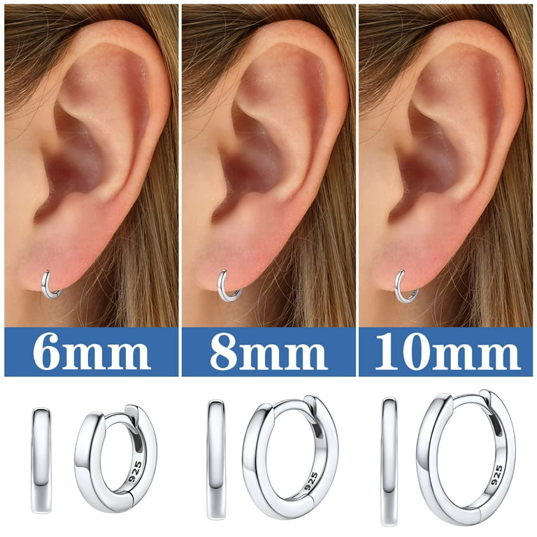 Silvora Hypoallergenic Small Hoop Earrings for Men Women 925 Sterling Silver 20 Gauge 8mm Walmart