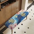 thumbnail image 3 of XYZCANDO Golden Turtle Floral Marble Bench Seat Cover, Easy Clean Long Chair Cover High Elastic Polyester Spandex Long Bench Seat Slipcover for Living Room, 3 of 9