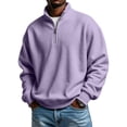 thumbnail image 2 of Dwellite Mock Neck Sweaters for Men Quarter Zip Waffle Knit Pullover Business Casual Mock Neck Long Sleeve Sweater Purple 3XL, 2 of 4