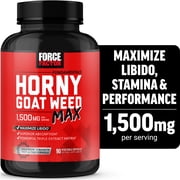 Force Factor Horny Goat Weed Max, 1500mg Horny Goat Weed for Men & Women to Boost Energy, Libido & Stamina, Superior Absorption, 90 Capsules