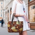 thumbnail image 5 of Autumn Pumpkins Maroon Background Woman Leather Handbags Large Tote Bag Fashion Portable Handbags With Zipper, 5 of 7