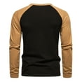 thumbnail image 4 of Dagegui Today Sales! Mens Raglan Long Sleeve Shirts Cotton Crew Neck Button Henley Shirt Trendy Patchwork Pullover Tops Slim Fit Outdoor Athletic T-Shirts Coffee,M, 4 of 5