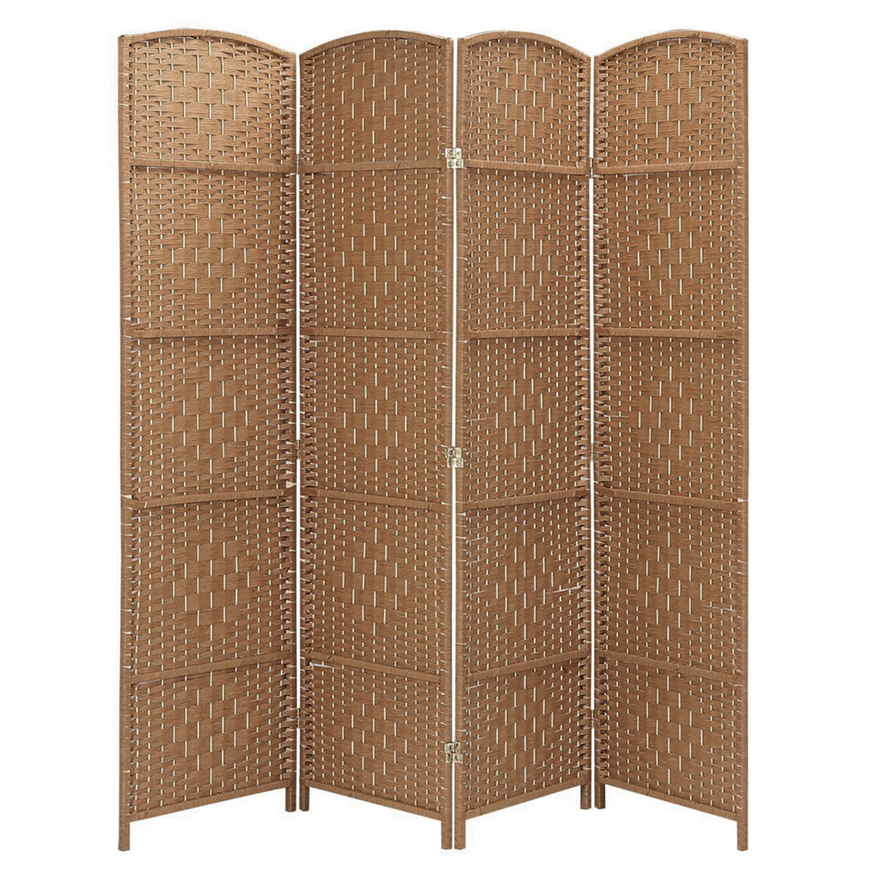 Rose Home Fashion RHF 6 ft.Tall-15.7 Wide Diamond Weave Fiber 4 Panels Room Divider/4 Panels Screen Folding Privacy Partition Wall Room Divider Freestanding 4 Panel Dark Coffee
